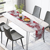 Aperturee - Aperturee Red Floral Table Runner with Warm Repeating Pattern for Traditional and Holiday Dining Decor